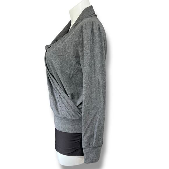 NordicTrack Womens Faux Wrap Athletic Sweatshirt Pullover Stretch Gray Large - Picture 5 of 8